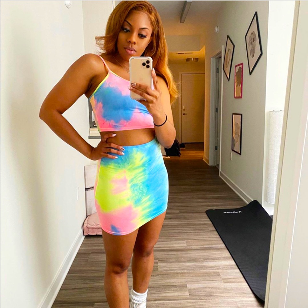 Cotton candy tie dye skirt set